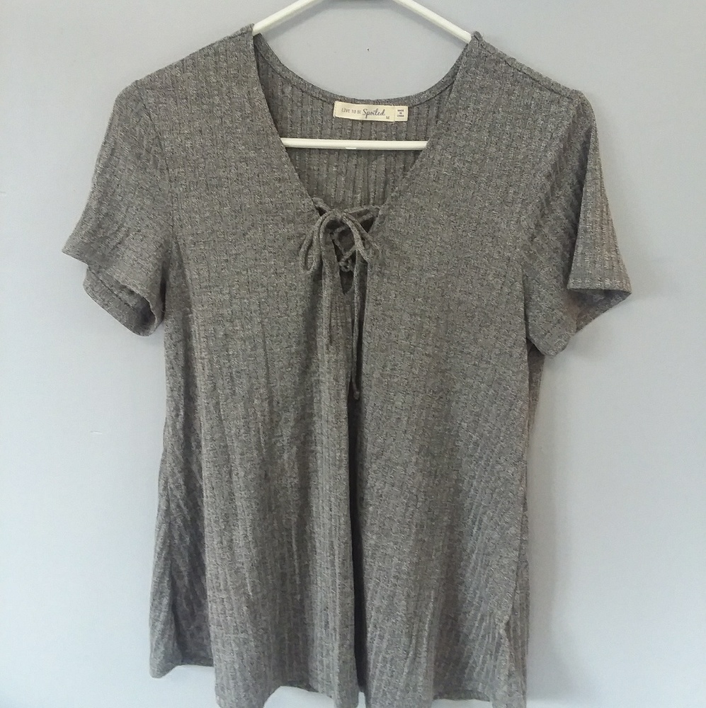 Grey lace up top